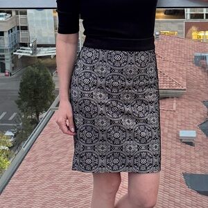 The Limited Black and White Geometric Lace Pencil Skirt